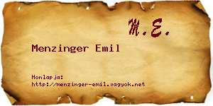 Menzinger Emil névjegykártya
